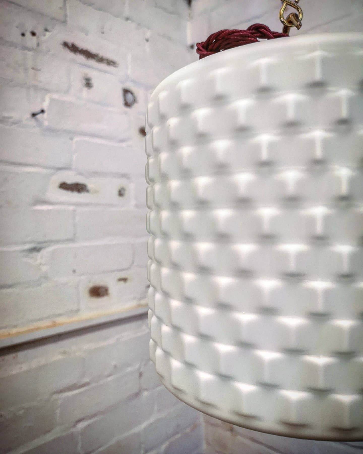 1960s Czech Cubic Effect Opaline Glass Pendant Light