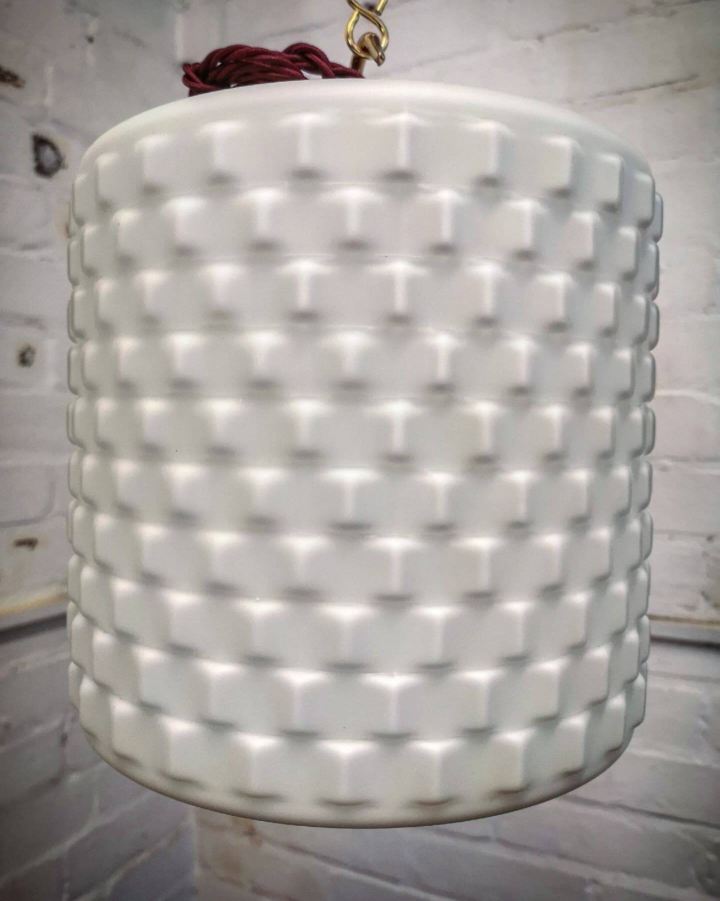 1960s Czech Cubic Effect Opaline Glass Pendant Light