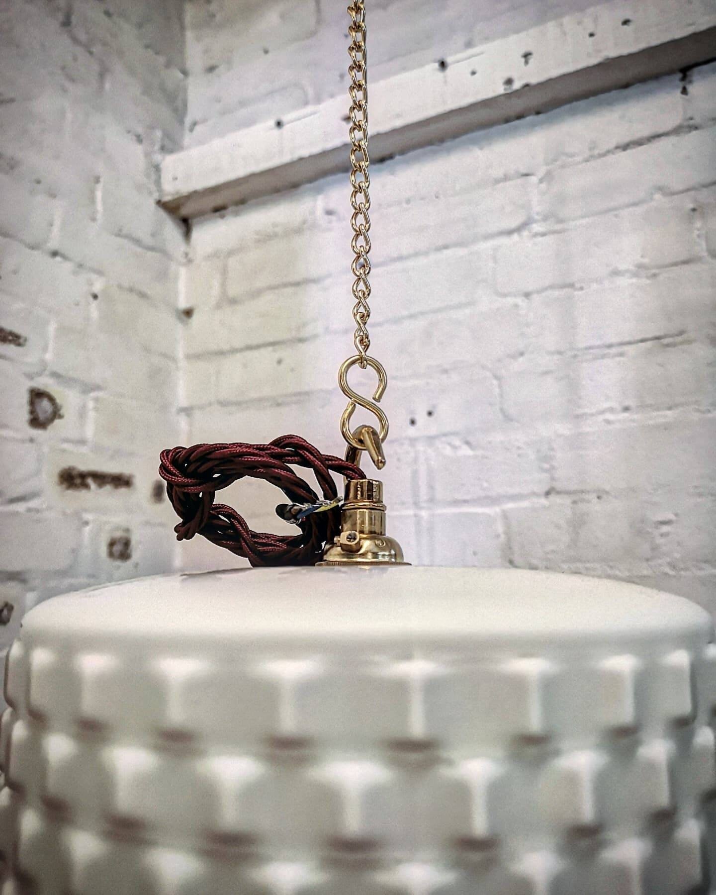 1960s Czech Cubic Effect Opaline Glass Pendant Light