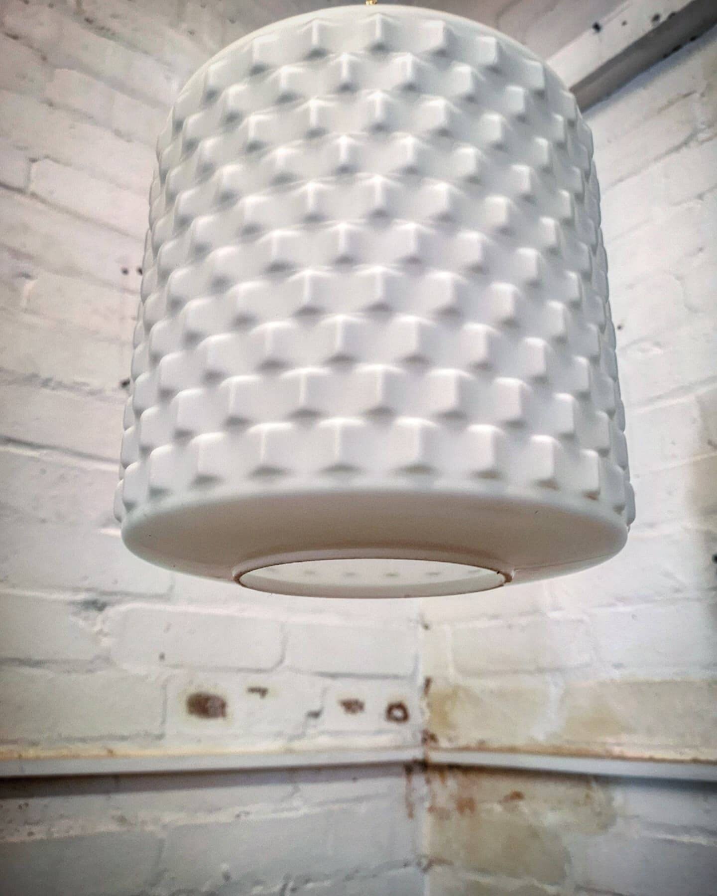 1960s Czech Cubic Effect Opaline Glass Pendant Light