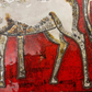 1960s Ruscha Art Stallions Hand Painted Ceramic Mural Germany