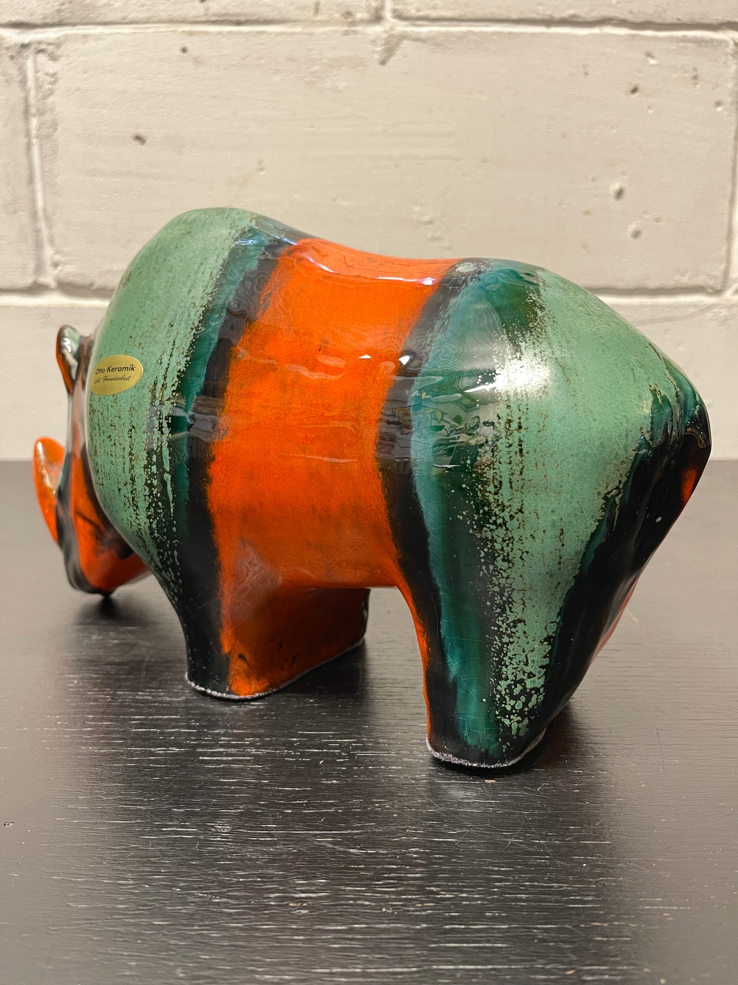 Exclusive Otto Keramik Ceramic Rhino West German Pottery Fat Lava