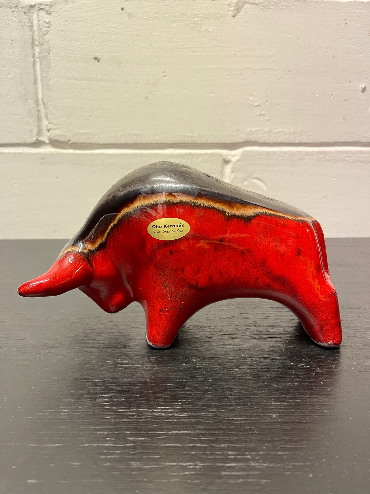 Otto Keramik Ceramic Bull West German Pottery Fat Lava