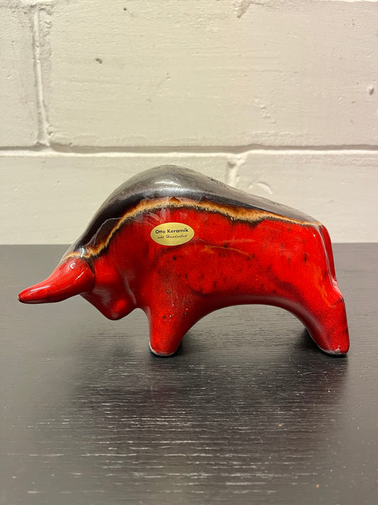 Otto Keramik Ceramic Bull West German Pottery Fat Lava