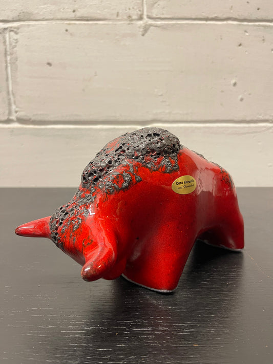 Otto Keramik Ceramic Bull West German Pottery Fat Lava