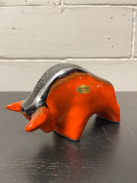 Otto Keramik Ceramic Bull West German Pottery Fat Lava