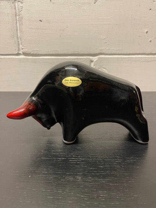 Otto Keramik Ceramic Bull West German Pottery Fat Lava