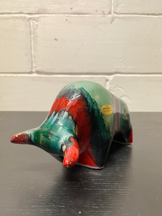 Otto Keramik Ceramic Bull West German Pottery Fat Lava