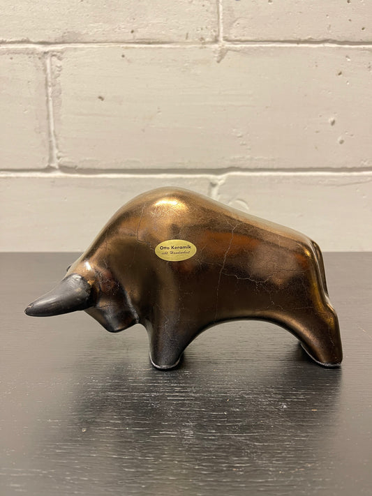 Otto Keramik Ceramic Bull West German Pottery Fat Lava