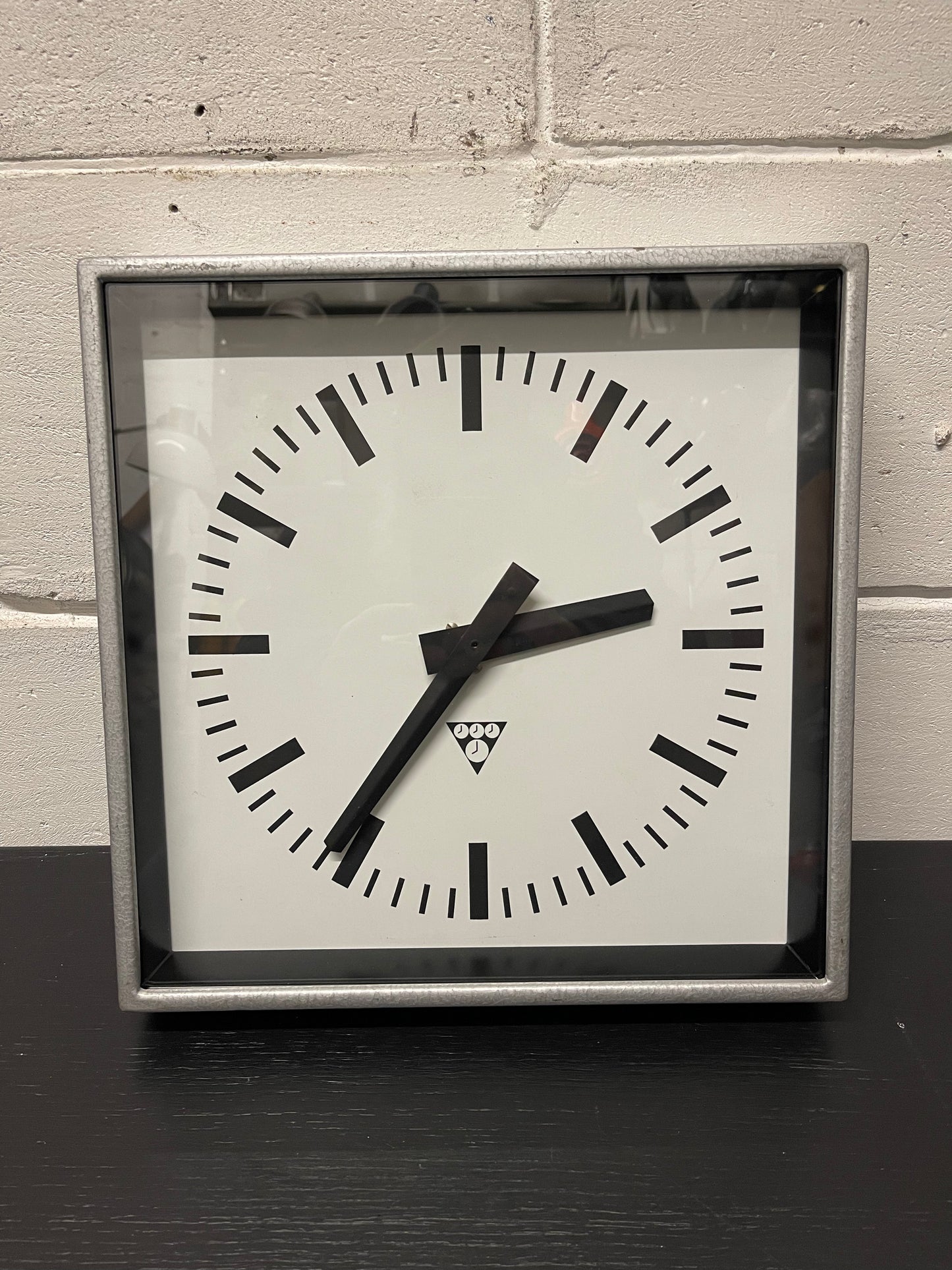 Czech Industrial 1960s Square Factory Clocks By Pragotron