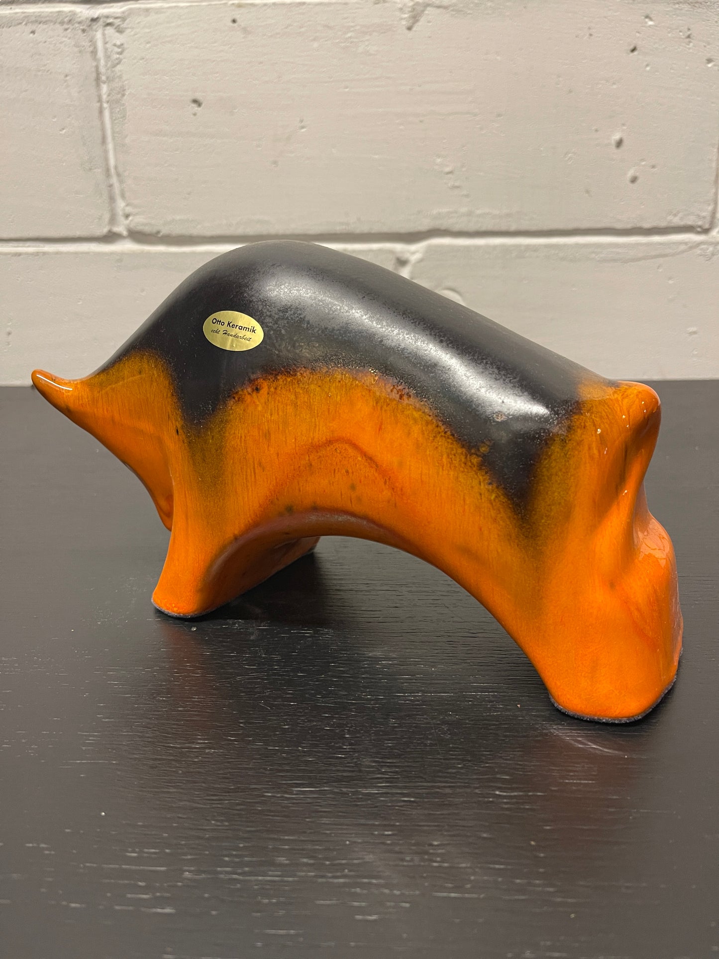 Otto Keramik Ceramic Bull West German Pottery Fat Lava